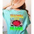 Teacher Teachers Love Brains Skeleton Hand Heart Halloween Women's Comfort Colors T-Shirt Back Print Chalky Mint Teacher Teachers Love Brains Skeleton Hand Heart Halloween Women's Comfort Colors T-Shirt Back Print Chalky Mint