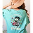 Teachers Love Brains Tee-Shirt Men Women Halloween Teacher Women's Comfort Colors T-Shirt Back Print Chalky Mint
