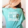 Teachers Love Brains Zombie Halloween Hilarious Women's Comfort Colors T-Shirt Back Print Chalky Mint Teachers Love Brains Zombie Halloween Hilarious Women's Comfort Colors T-Shirt Back Print Chalky Mint