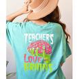 Teachers Love Brains Zombie Teacher Halloween Zombies Women's Comfort Colors T-Shirt Back Print Chalky Mint