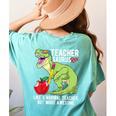Teachersaurus Rex Dinosaur Like A Normal Teacher Saurus Women's Comfort Colors T-Shirt Back Print Chalky Mint