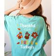 Thankful For My Prek Turkeys In Masks Thanksgiving Teacher For Men Women Women's Comfort Colors T-Shirt Back Print Chalky Mint