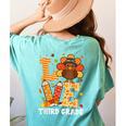 Thanksgiving Love Third Grade Teacher Turkey Autumn Fall Men Women Girls Kids Women's Comfort Colors T-Shirt Back Print Chalky Mint