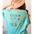 Tiny Human Security Preschool Childcare Teacher Babysitters Women's Comfort Colors T-Shirt Back Print Chalky Mint