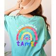 Tiny Human Tamer Watercolor Rainbow Daycare Teacher Women's Comfort Colors T-Shirt Back Print Chalky Mint Tiny Human Tamer Watercolor Rainbow Daycare Teacher Women's Comfort Colors T-Shirt Back Print Chalky Mint