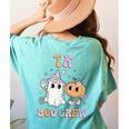 TK Boo Crew Retro Groovy Halloween Floral Ghost TK Teacher Men Women Kids Women's Comfort Colors T-Shirt Back Print Chalky Mint TK Boo Crew Retro Groovy Halloween Floral Ghost TK Teacher Men Women Kids Women's Comfort Colors T-Shirt Back Print Chalky Mint