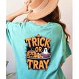 Trick Or Tray Halloween Cafeteria Teacher School Women's Comfort Colors T-Shirt Back Print Chalky Mint Trick Or Tray Halloween Cafeteria Teacher School Women's Comfort Colors T-Shirt Back Print Chalky Mint