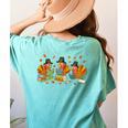 Turkey Reading Books Fall Thanksgiving Teacher Student Women's Comfort Colors T-Shirt Back Print Chalky Mint