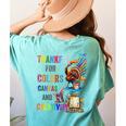 Turkey Thanksgiving Art Teacher Costume Tee For Artists Women's Comfort Colors T-Shirt Back Print Chalky Mint
