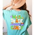 Will Trade Students For Candy Teacher Cute Halloween Costume Women's Comfort Colors T-Shirt Back Print Chalky Mint