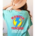 Wonder Teacher Costume Shirt Teacher Halloween Costume Tee Women's Comfort Colors T-Shirt Back Print Chalky Mint