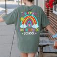100th Day Of School Rainbow Happy 100 Days Smarter Teacher Women's Comfort Colors T-Shirt Back Print Moss