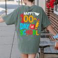 100th Day Of School Teachers Kids Happy 100 Days Women's Comfort Colors T-Shirt Back Print Moss