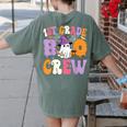 1st Grade Boo Crew Spooky First Grade Halloween Teacher Women's Comfort Colors T-Shirt Back Print Moss