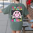 In My 1st Grade Era Smile Face Back To School Teacher Kid Women's Comfort Colors T-Shirt Back Print Moss