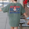 2nd Grade Batter Up Back To School Baseball Teacher Kids Women's Comfort Colors T-Shirt Back Print Moss