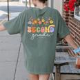 2nd Second Grade Teacher Wildflower Back To School Floral Women's Comfort Colors T-Shirt Back Print Moss