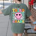 In My 3rd Grade Era Back To School Smile Face Teacher Kid Women's Comfort Colors T-Shirt Back Print Moss