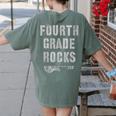 4th GRADE Rocks Teacher Rockstars I Teach Ready To Rock Women's Comfort Colors T-Shirt Back Print Moss