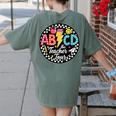 ABCD The Teacher Tour Back To School First Day Of School Women's Comfort Colors T-Shirt Back Print Moss