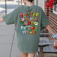 ABCs Learning Kindergarten Teacher Christmas Lights Alphabet For Men Women Kids Women's Comfort Colors T-Shirt Back Print Moss