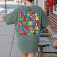 Alphabet Animals ABCs Zoo Kids Boys Girls Teacher Women's Comfort Colors T-Shirt Back Print Moss