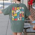 Alphabet Hi Back To School ABC Pre K Kindergarten Teacher Women's Comfort Colors T-Shirt Back Print Moss