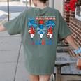 All American Teacher Pencil Coquette Bow USA Flag Teachers Women's Comfort Colors T-Shirt Back Print Moss