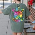 Apple Retro Play Is Learning Kindergarten Teacher Daycare Women's Comfort Colors T-Shirt Back Print Moss