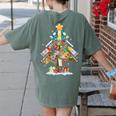 Art Christmas Tree Merry Christmas Artist Art Teacher Women's Comfort Colors T-Shirt Back Print Moss