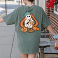 Art Teacher Painting Brushes Retro Pumpkin Ghost Artist Women's Comfort Colors T-Shirt Back Print Moss