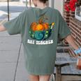 Art Teacher Pumpkin Halloween Night Men Women Women's Comfort Colors T-Shirt Back Print Moss