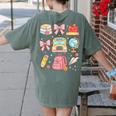 Back To School Coquette Teacher Women Girl Kindergarten PreK Women's Comfort Colors T-Shirt Back Print Moss