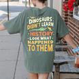 Back To School Dinosaur Social Studies Teacher Student Women's Comfort Colors T-Shirt Back Print Moss Back To School Dinosaur Social Studies Teacher Student Women's Comfort Colors T-Shirt Back Print Moss