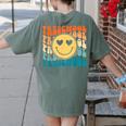 Back To School Groovy Smile Preschool Teachers Students Kids Women's Comfort Colors T-Shirt Back Print Moss