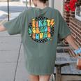 Back To School Groovy Teacher 1st First Grade Crew Squad Women's Comfort Colors T-Shirt Back Print Moss Back To School Groovy Teacher 1st First Grade Crew Squad Women's Comfort Colors T-Shirt Back Print Moss