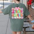 Back To School Kindergarten Preppy Teacher Girl Women's Comfort Colors T-Shirt Back Print Moss