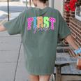 Back To School Neon Checkered First Grade Colorful Teacher Women's Comfort Colors T-Shirt Back Print Moss Back To School Neon Checkered First Grade Colorful Teacher Women's Comfort Colors T-Shirt Back Print Moss