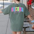 Back To School Neon Checkered Second Grade Colorful Teacher Women's Comfort Colors T-Shirt Back Print Moss