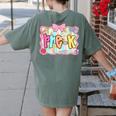 Back To School Pre-K Preppy Teacher Girl Women's Comfort Colors T-Shirt Back Print Moss