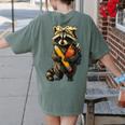 Back To School Raccoon Teachers Student Kids Women's Comfort Colors T-Shirt Back Print Moss