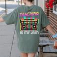 Back To School Retro Teaching Is My Jam 80s Teacher Boombox Women's Comfort Colors T-Shirt Back Print Moss Back To School Retro Teaching Is My Jam 80s Teacher Boombox Women's Comfort Colors T-Shirt Back Print Moss
