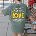 Back To School Teach Love And Inspire Teacher Sunflower Women's Comfort Colors T-Shirt Back Print Moss Back To School Teach Love And Inspire Teacher Sunflower Women's Comfort Colors T-Shirt Back Print Moss
