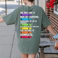 Back To School Teacher We Are Like A Box Of Crayons Women's Comfort Colors T-Shirt Back Print Moss Back To School Teacher We Are Like A Box Of Crayons Women's Comfort Colors T-Shirt Back Print Moss