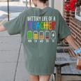 Battery Life Of A Teacher School Teacher Appreciation Women's Comfort Colors T-Shirt Back Print Moss