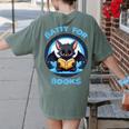 Batty About Books Lover Teacher Librarian Bookish Halloween For Men Women Kids Women's Comfort Colors T-Shirt Back Print Moss
