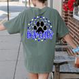 Blue Bobcats School Spirit Coquette Bow Mascot Teacher Women's Comfort Colors T-Shirt Back Print Moss