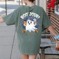 Boo Jour Ghost Halloween French Teacher Cute Coffe Croissant Women's Comfort Colors T-Shirt Back Print Moss Boo Jour Ghost Halloween French Teacher Cute Coffe Croissant Women's Comfort Colors T-Shirt Back Print Moss