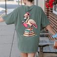 Book Lover Cute Flamingo Reading Teacher Librarian Women Women's Comfort Colors T-Shirt Back Print Moss