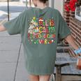 Book Tree All Is Calm Said No Teacher Ever Christmas Women's Comfort Colors T-Shirt Back Print Moss